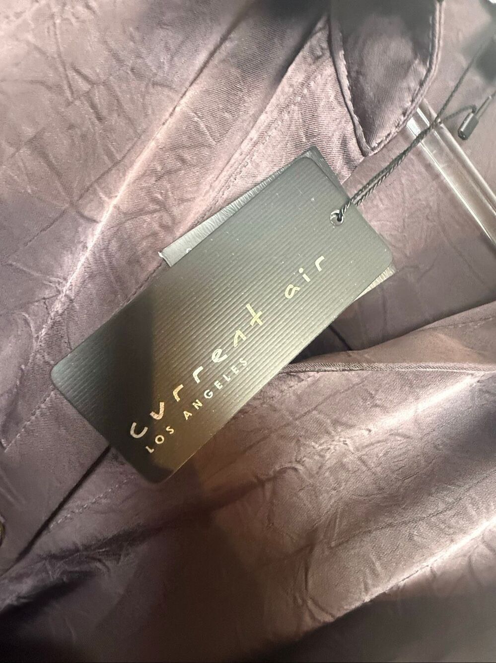 Current Air Los Angeles Dressy Satin Shirt Dress Wrap Tie Midi Dress Brown NWT S - Picture 2 of 5